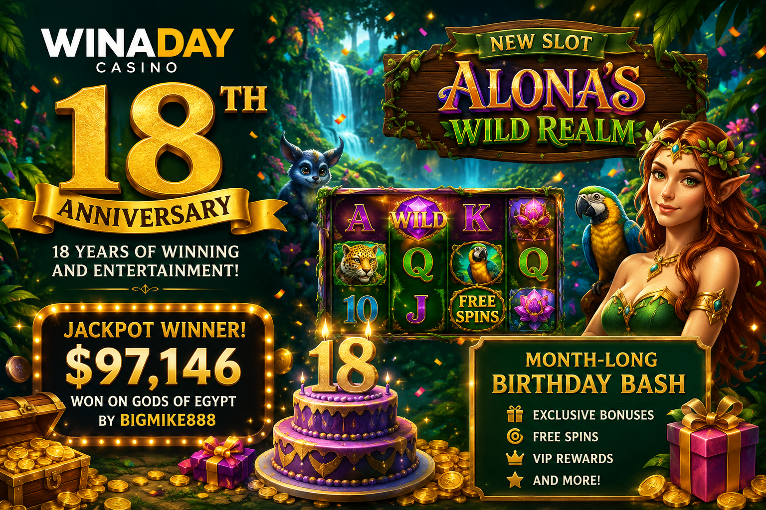 Winaday Casino Celebrates 18 Years Online with New Slot Release