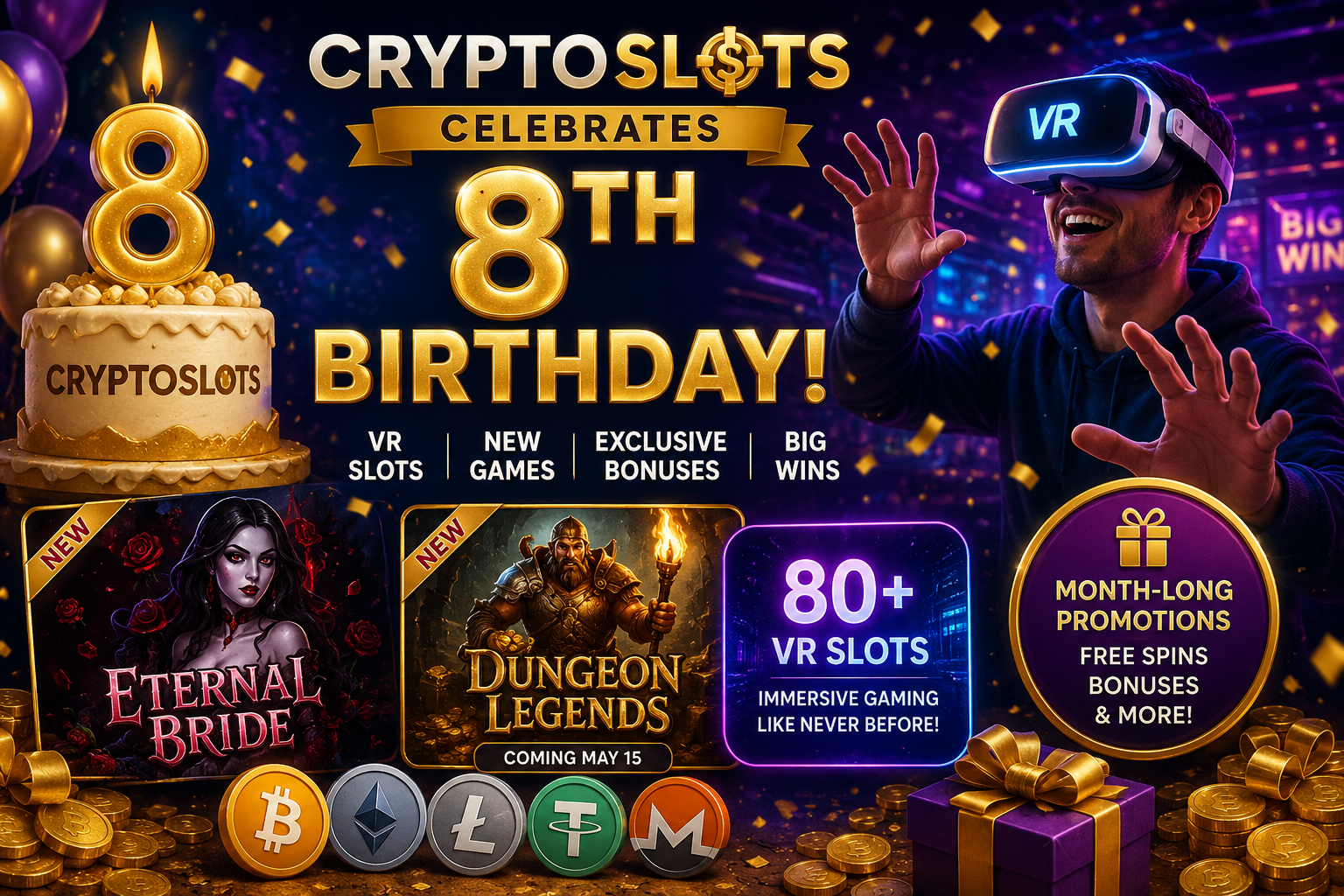 CryptoSlots Celebrates 8 Years with VR Slots